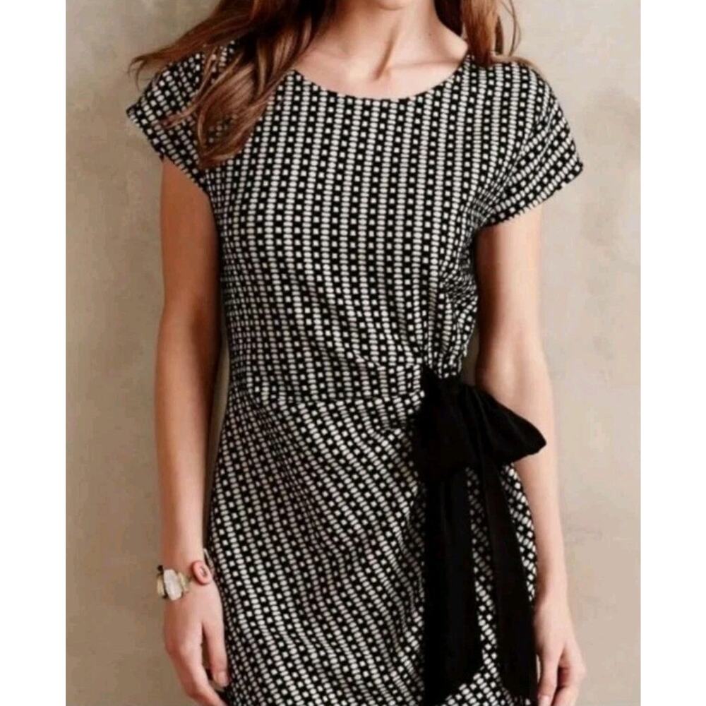 Saturday Sunday Anthropologie Isabel Dress Womens Small Bow Tie‎ Black Knit